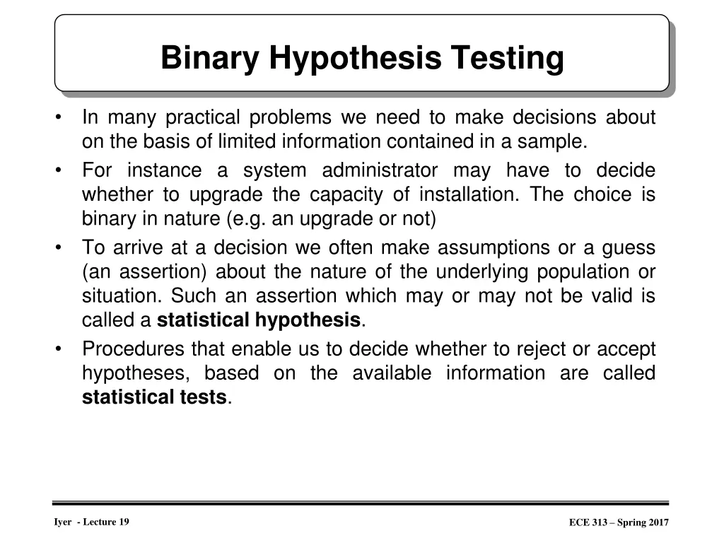 binary hypothesis testing