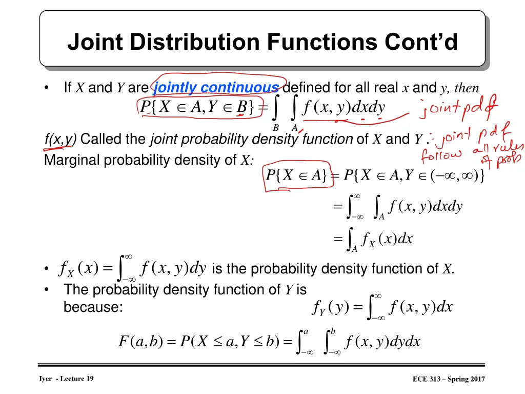 joint distribution functions cont d 1