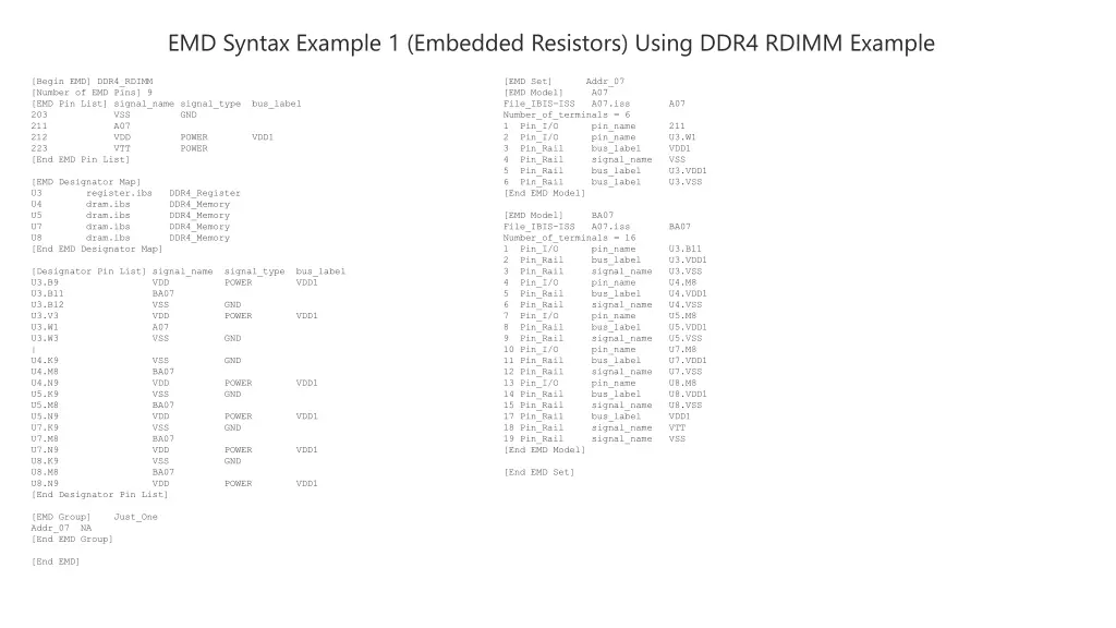emd syntax example 1 embedded resistors using