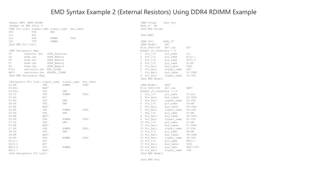 emd syntax example 2 external resistors using