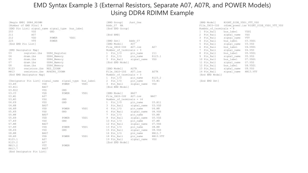 emd syntax example 3 external resistors separate