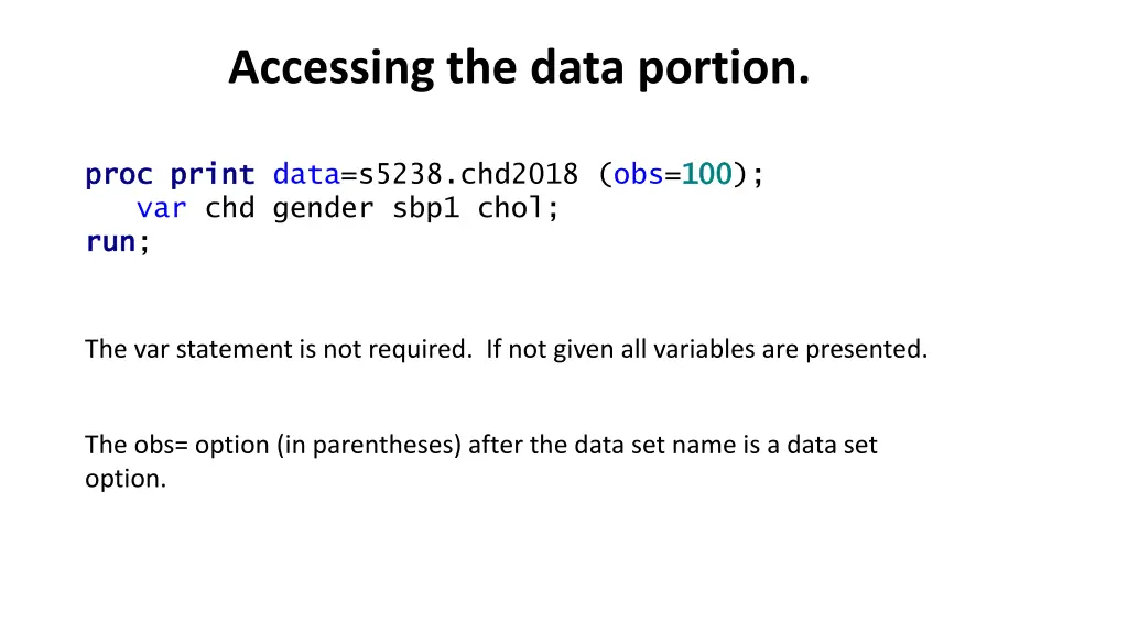 accessing the data portion