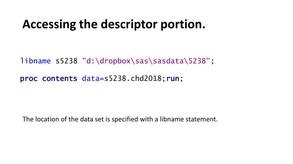 accessing the descriptor portion