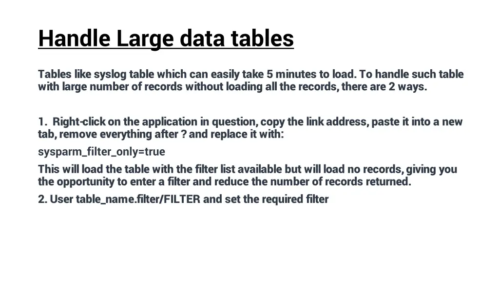 handle large data tables