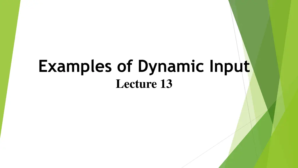 examples of dynamic input lecture 13