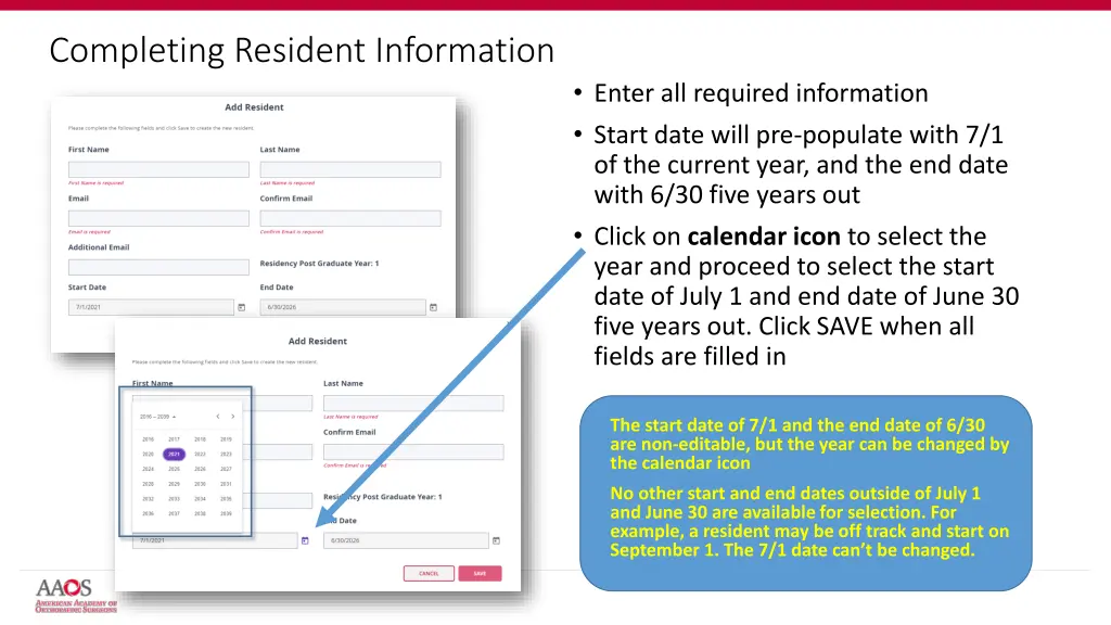completing resident information