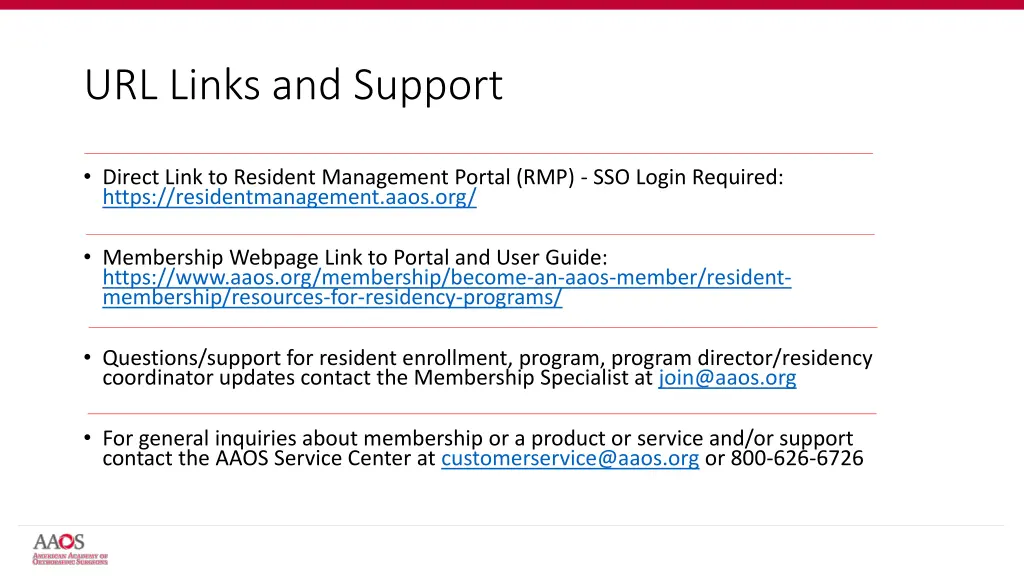 url links and support