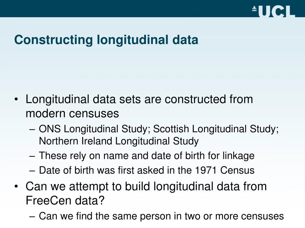constructing longitudinal data