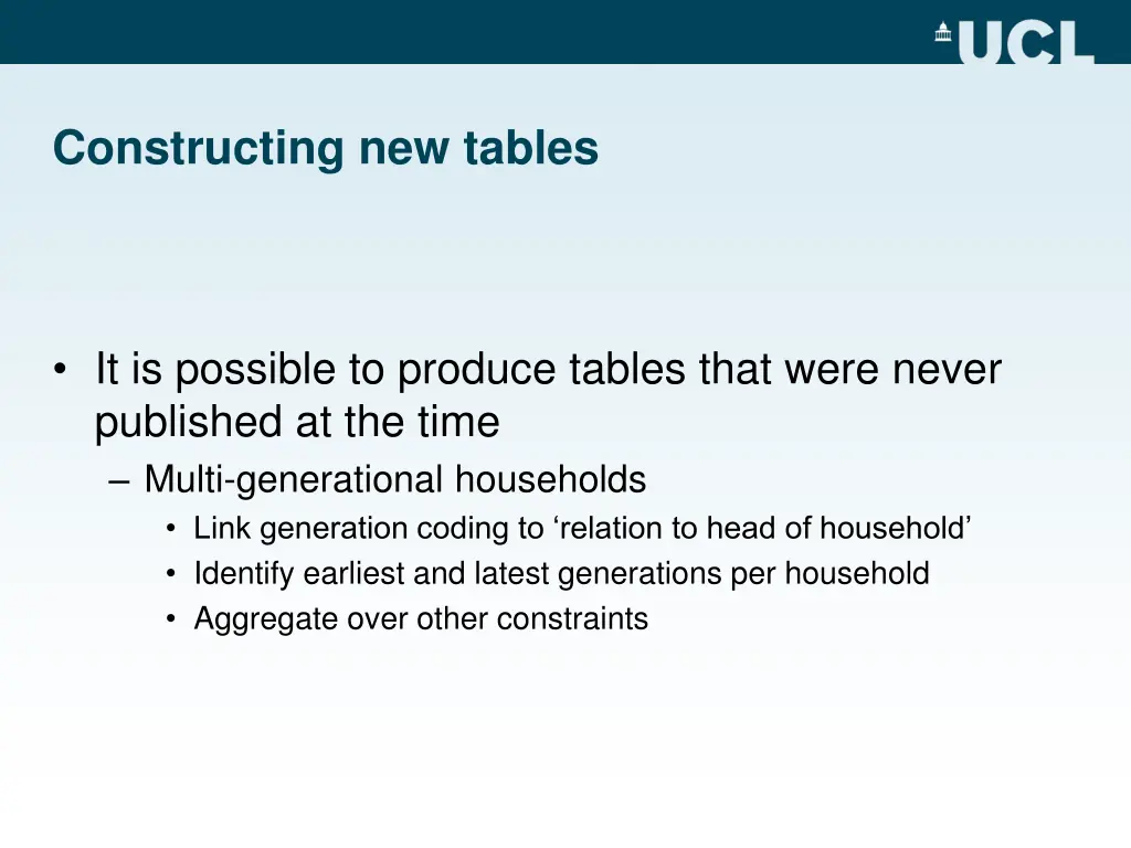 constructing new tables
