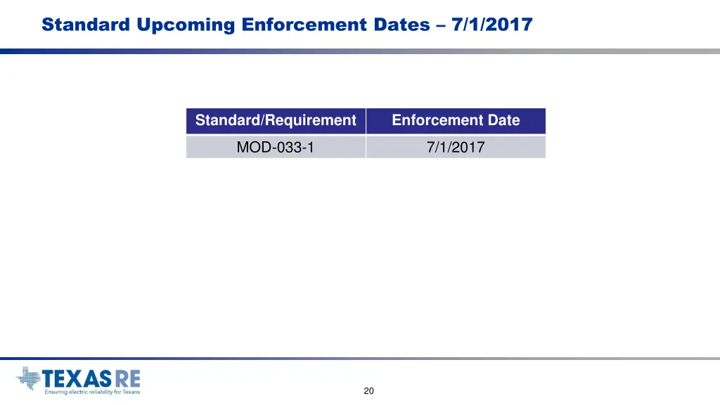 standard upcoming enforcement dates 7 1 2017