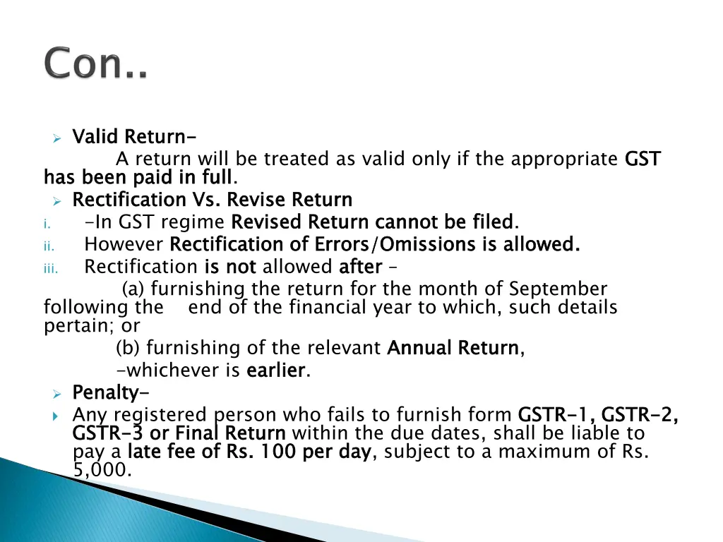 valid return a return will be treated as valid