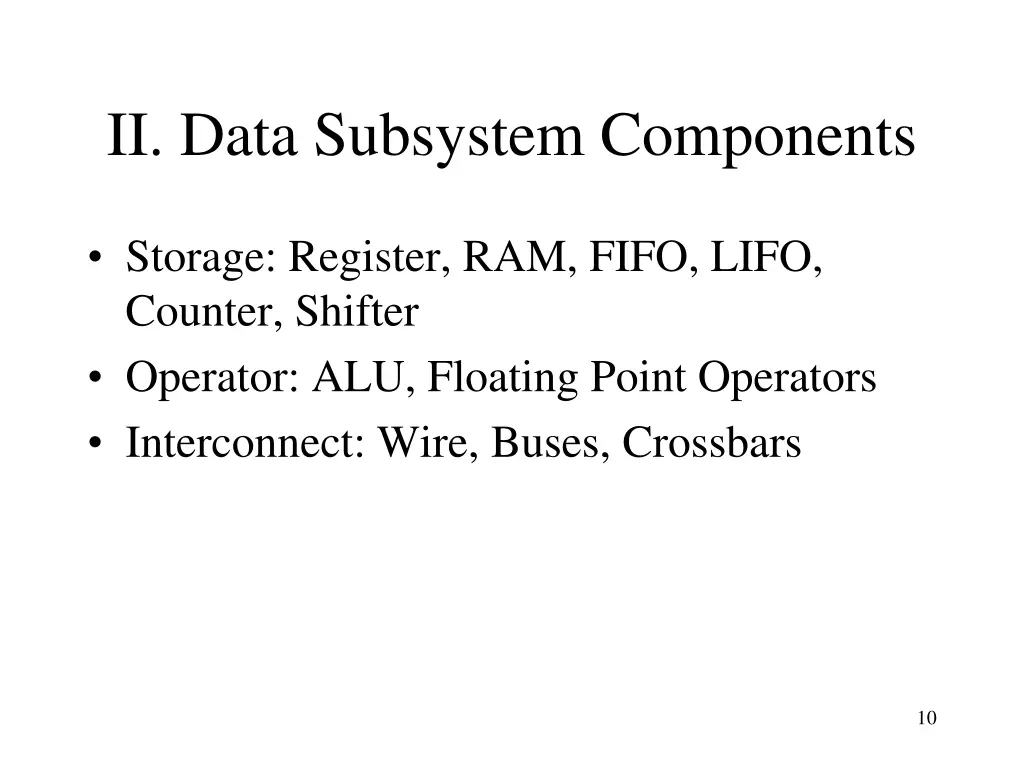 ii data subsystem components