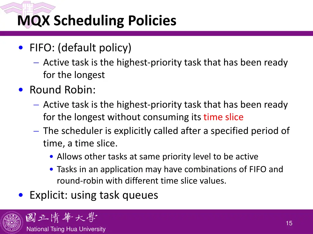 mqx scheduling policies
