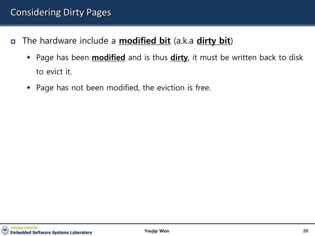 considering dirty pages