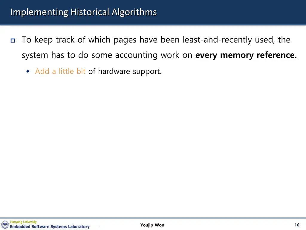 implementing historical algorithms