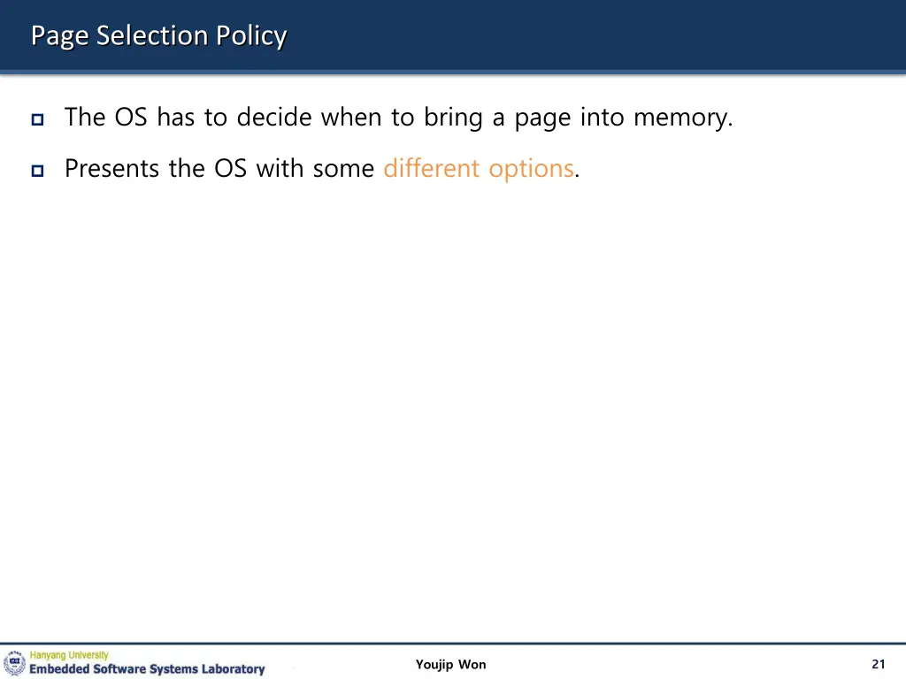page selection policy