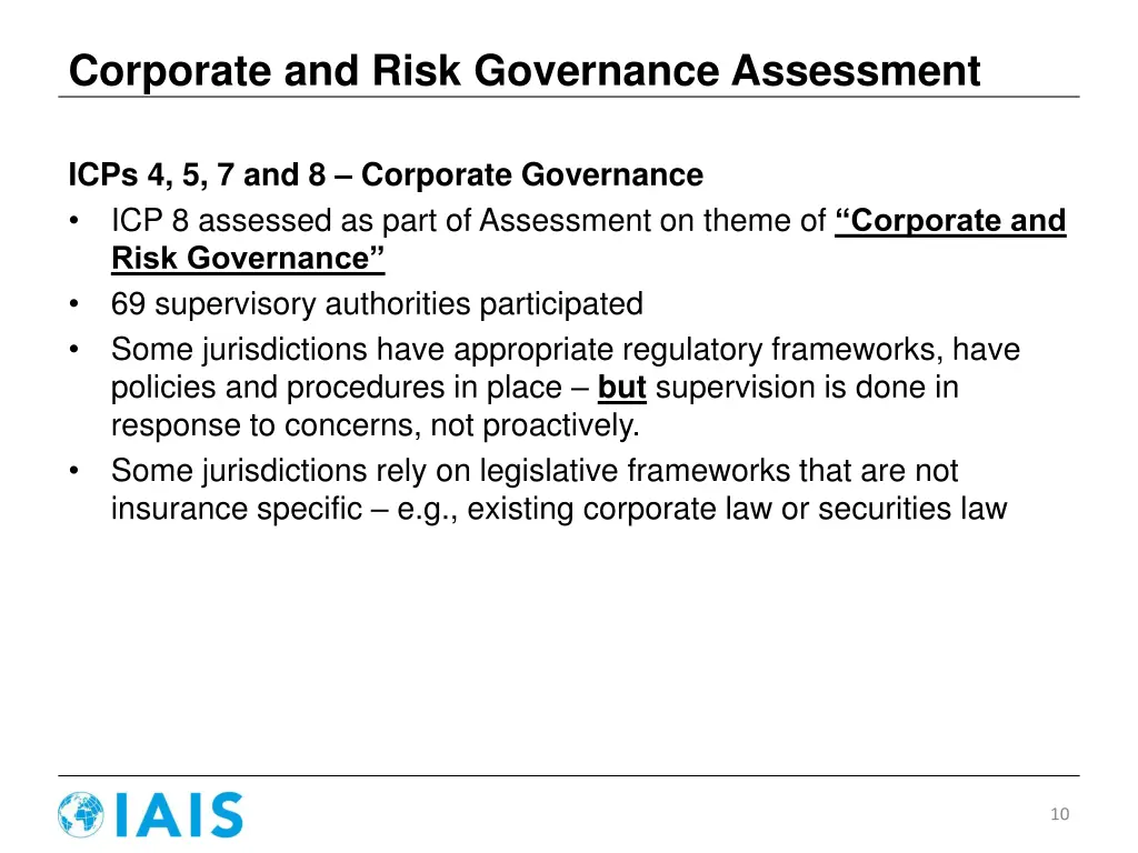 corporate and risk governance assessment