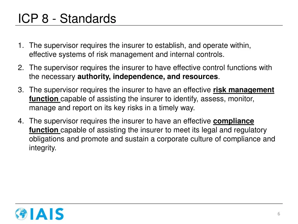 icp 8 standards