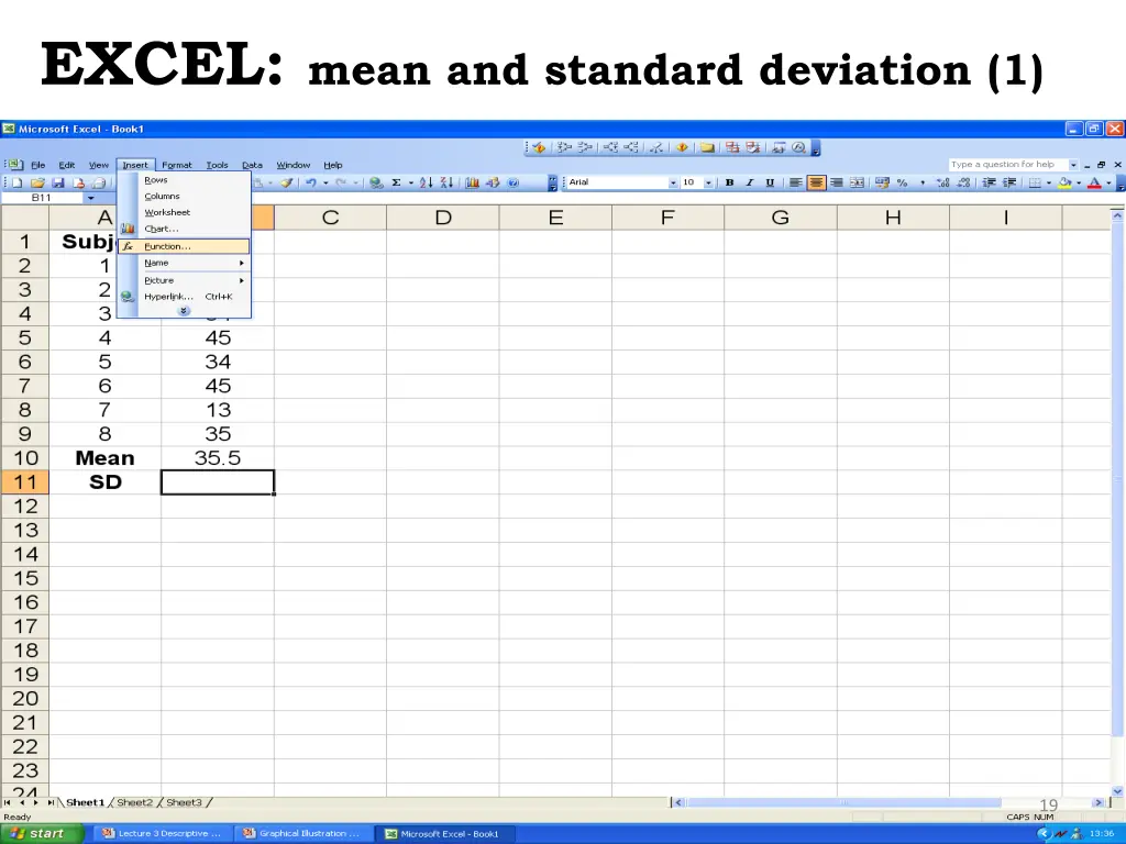 excel mean and standard deviation 1