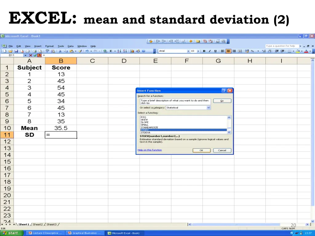 excel mean and standard deviation 2