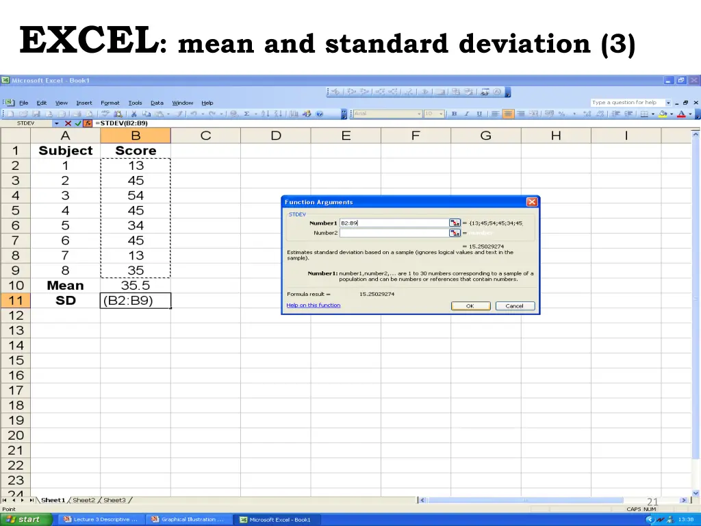 excel mean and standard deviation 3