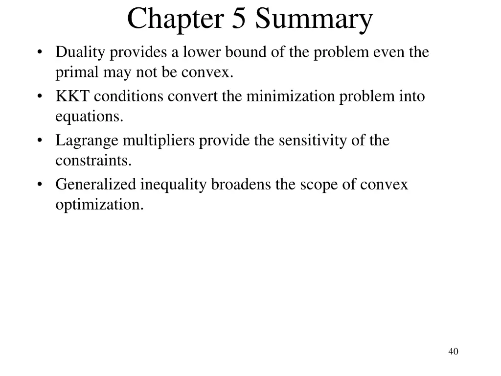 chapter 5 summary duality provides a lower bound