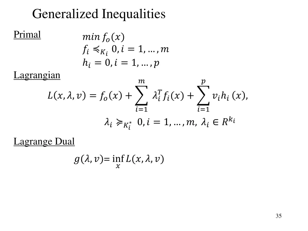 generalized inequalities