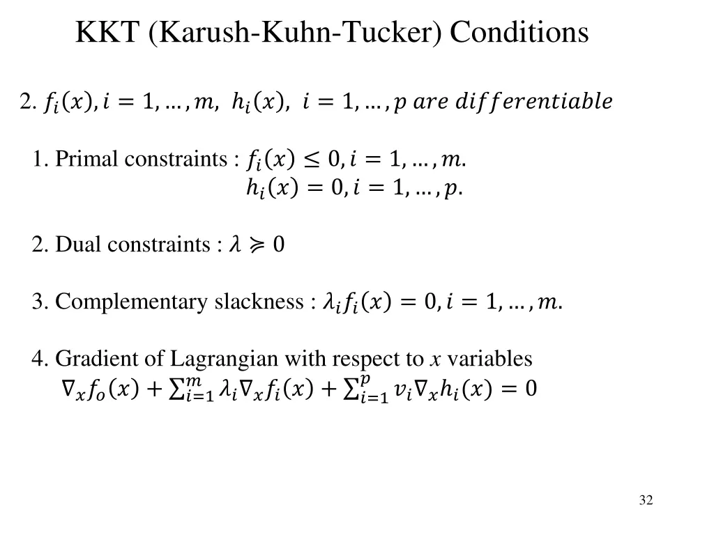 kkt karush kuhn tucker conditions