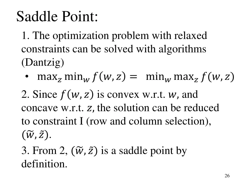 saddle point 1 the optimization problem with