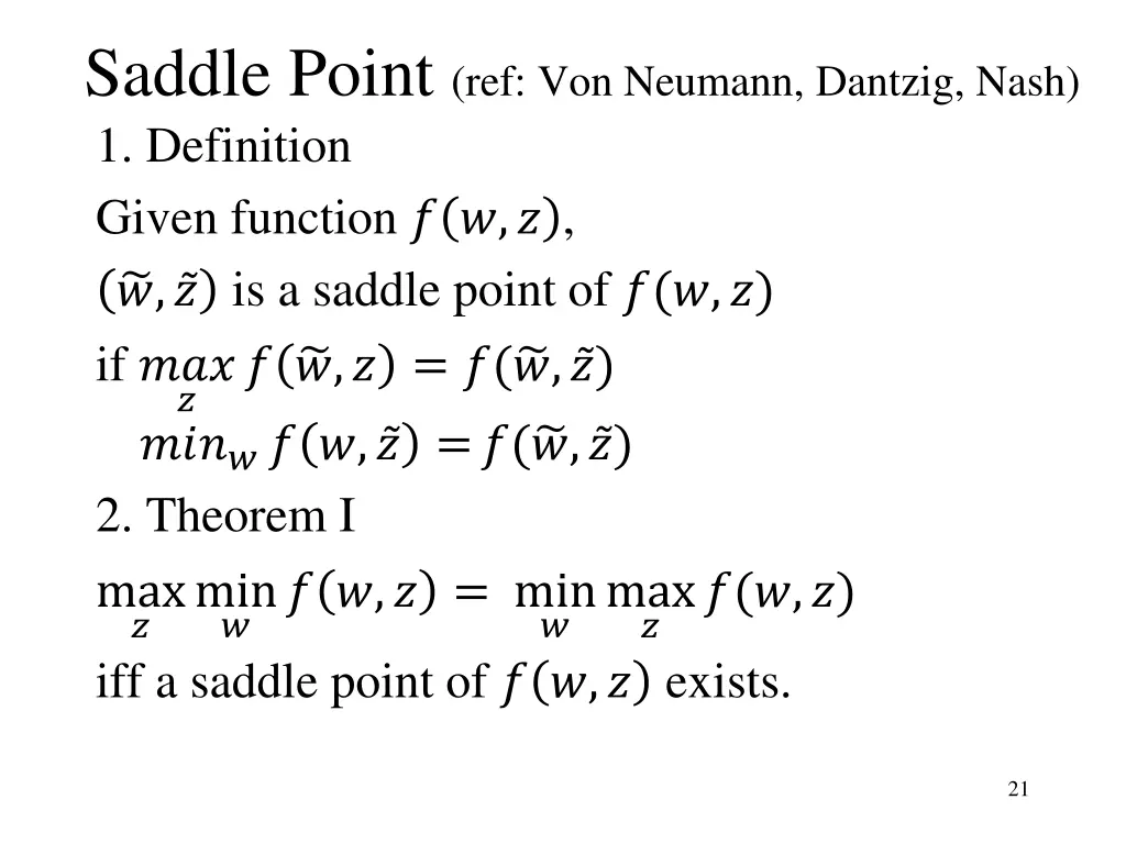 saddle point ref von neumann dantzig nash