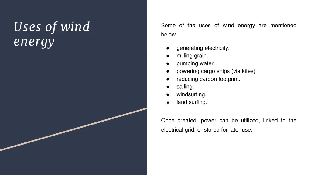 uses of wind energy