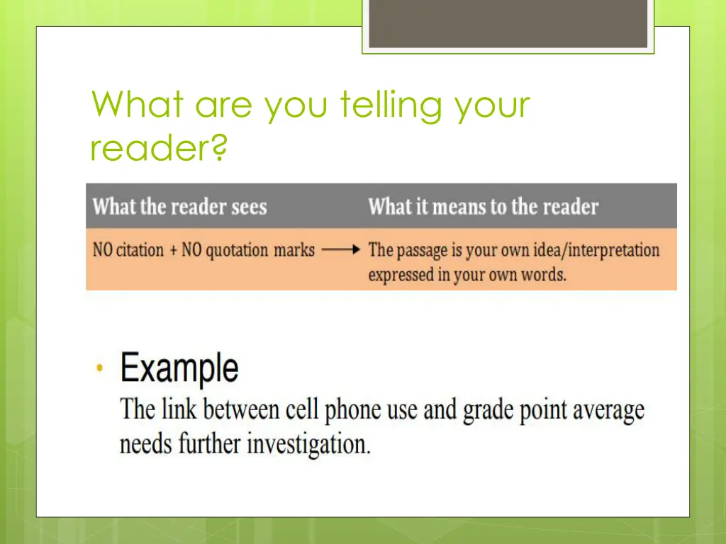 what are you telling your reader 1
