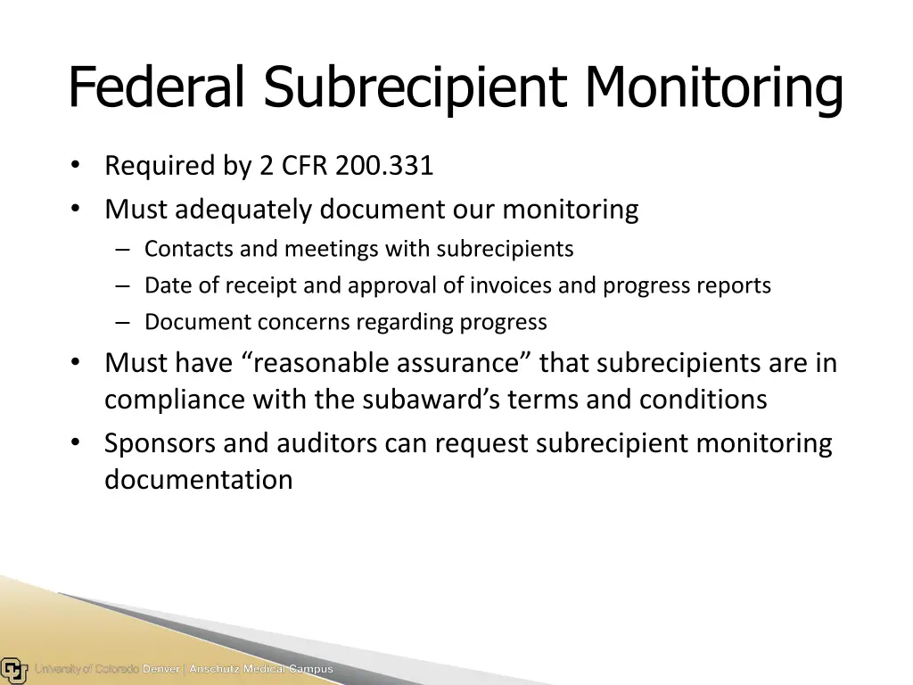 federal subrecipient monitoring