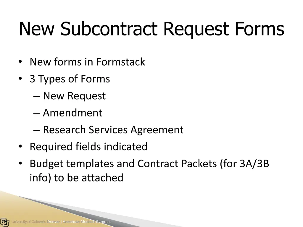 new subcontract request forms