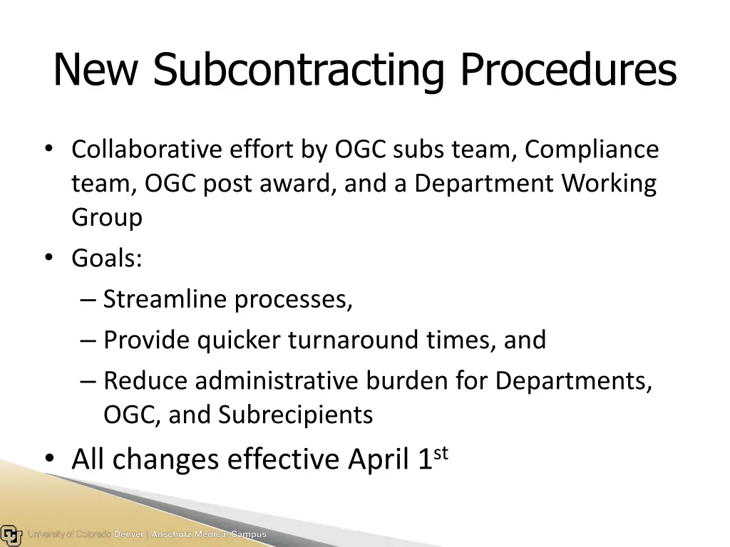 new subcontracting procedures