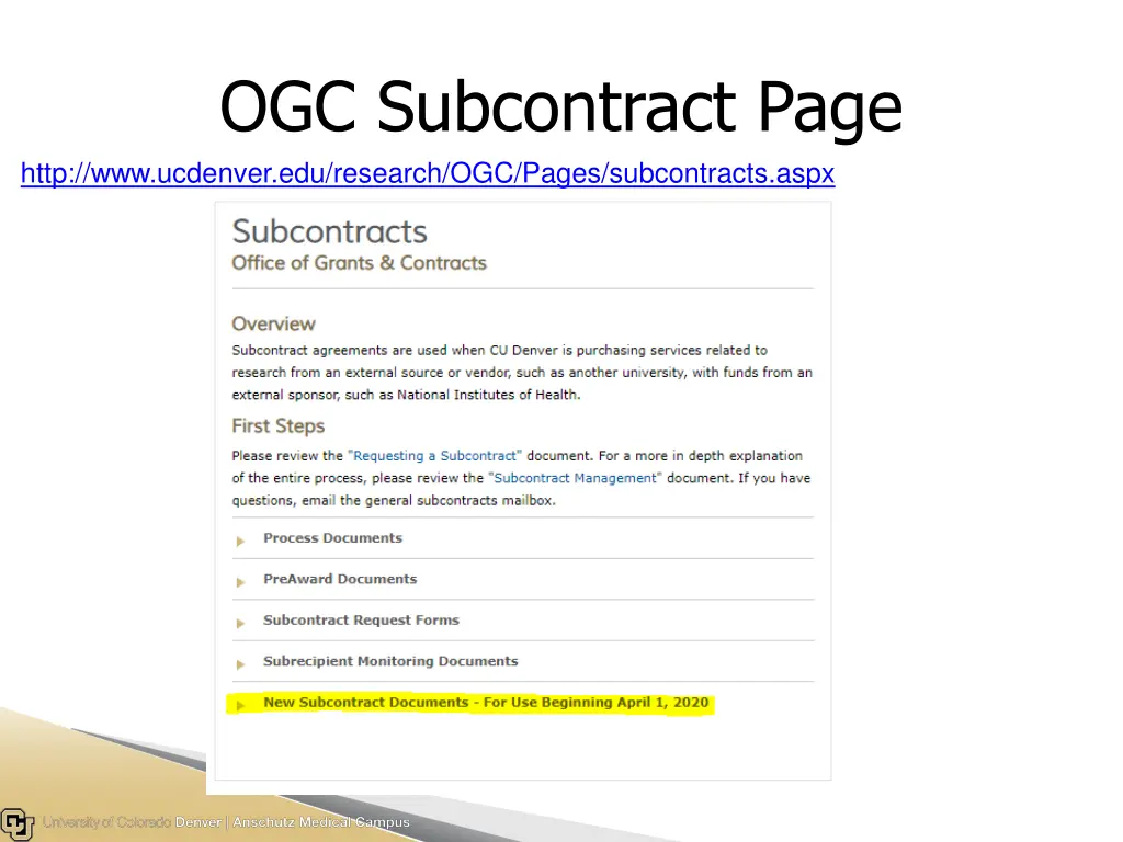 ogc subcontract page http www ucdenver