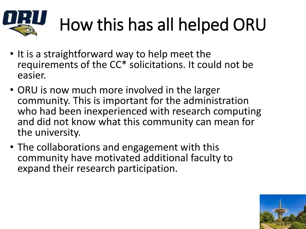 how this has all helped oru how this
