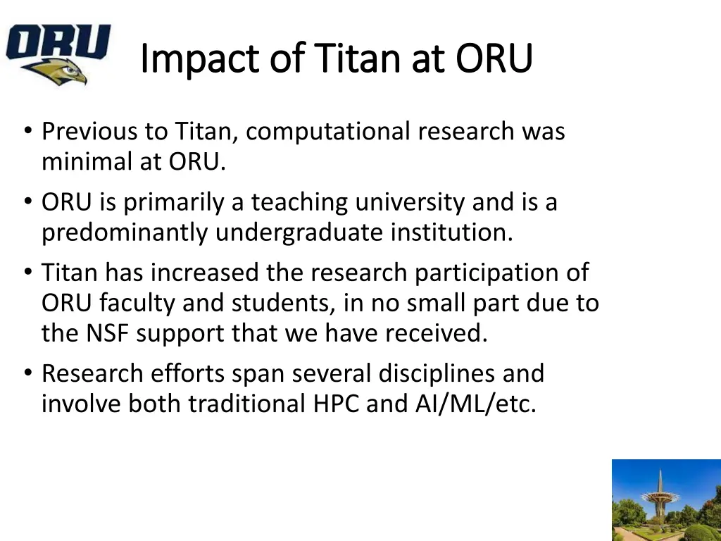 impact of titan at oru impact of titan at oru
