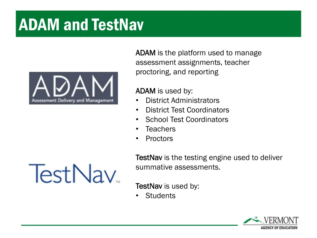 adam and testnav