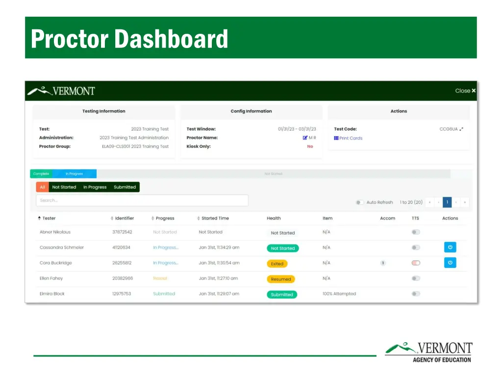 proctor dashboard