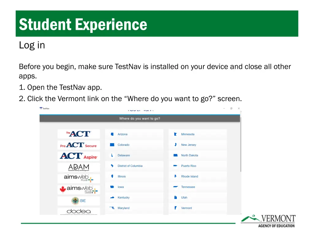 student experience log in