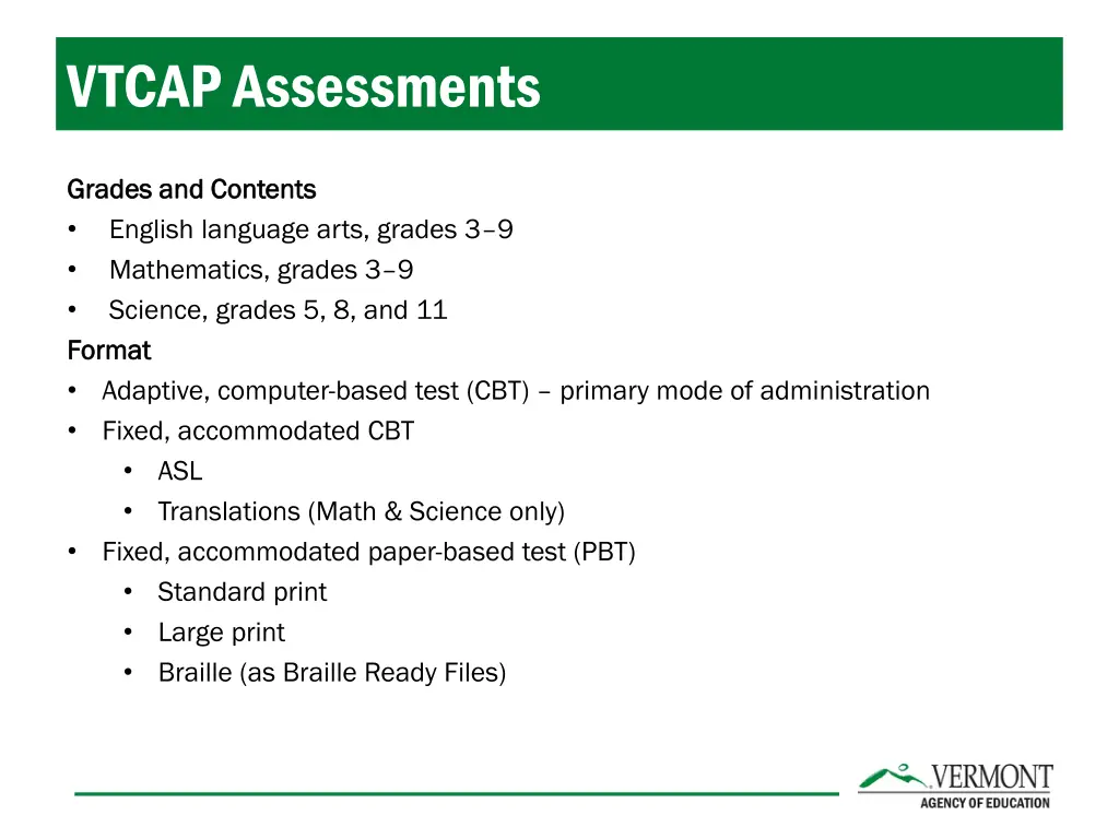 vtcap assessments