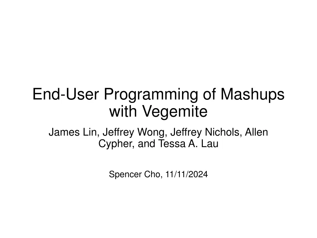 end user programming of mashups with vegemite