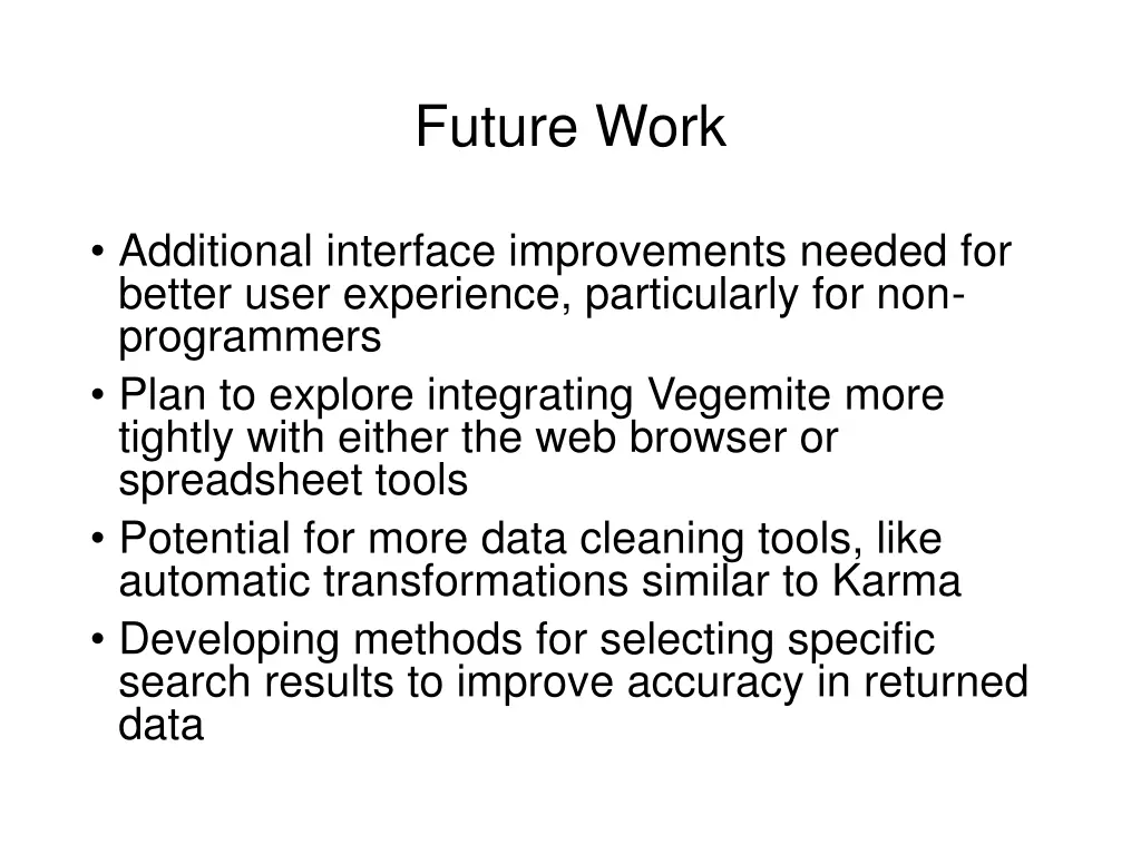 future work