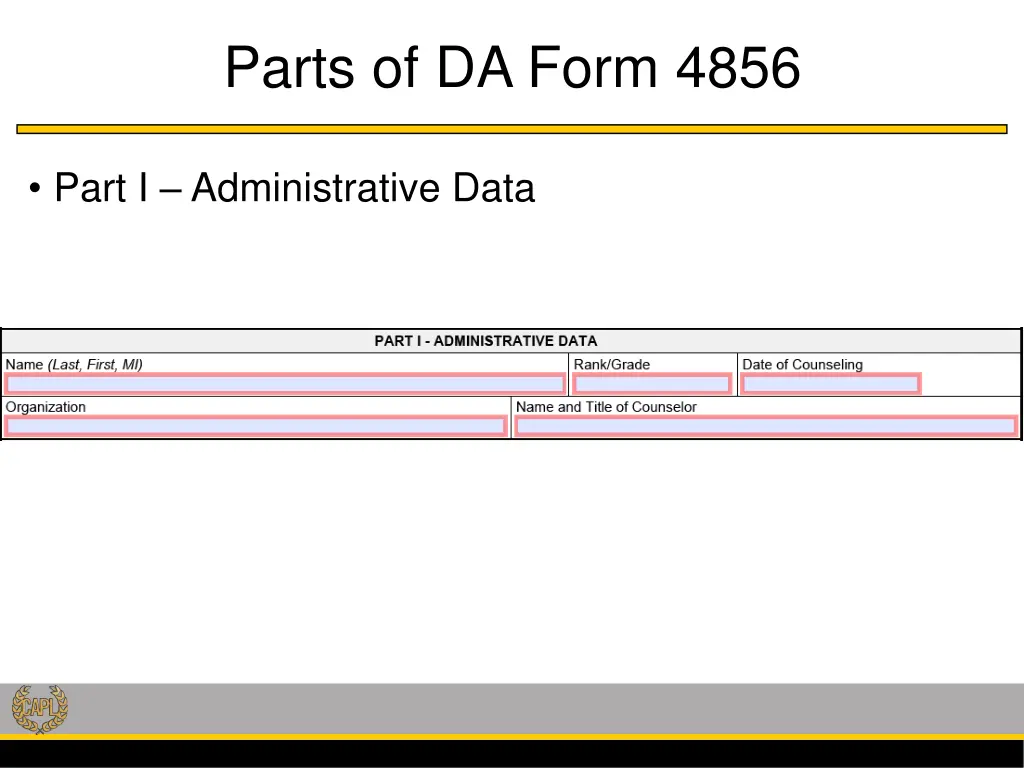 parts of da form 4856 1