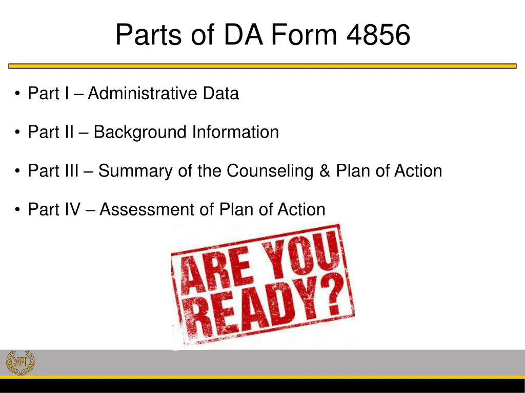 parts of da form 4856