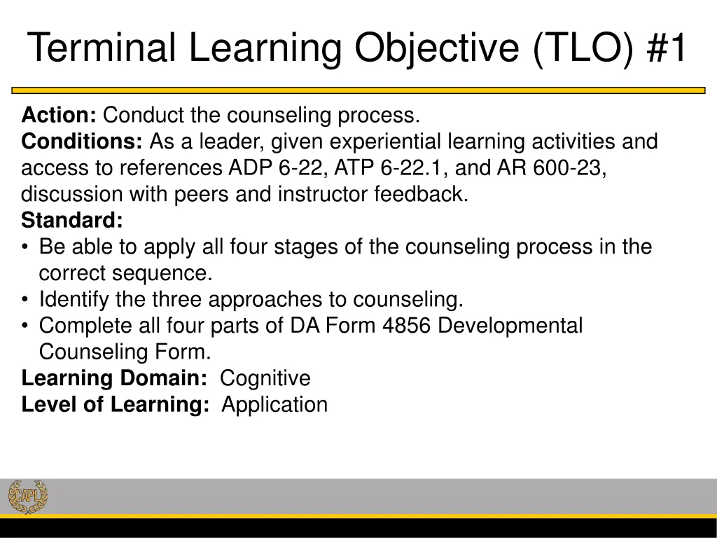 terminal learning objective tlo 1