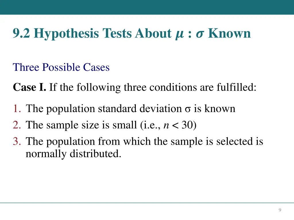 9 2 hypothesis tests about known