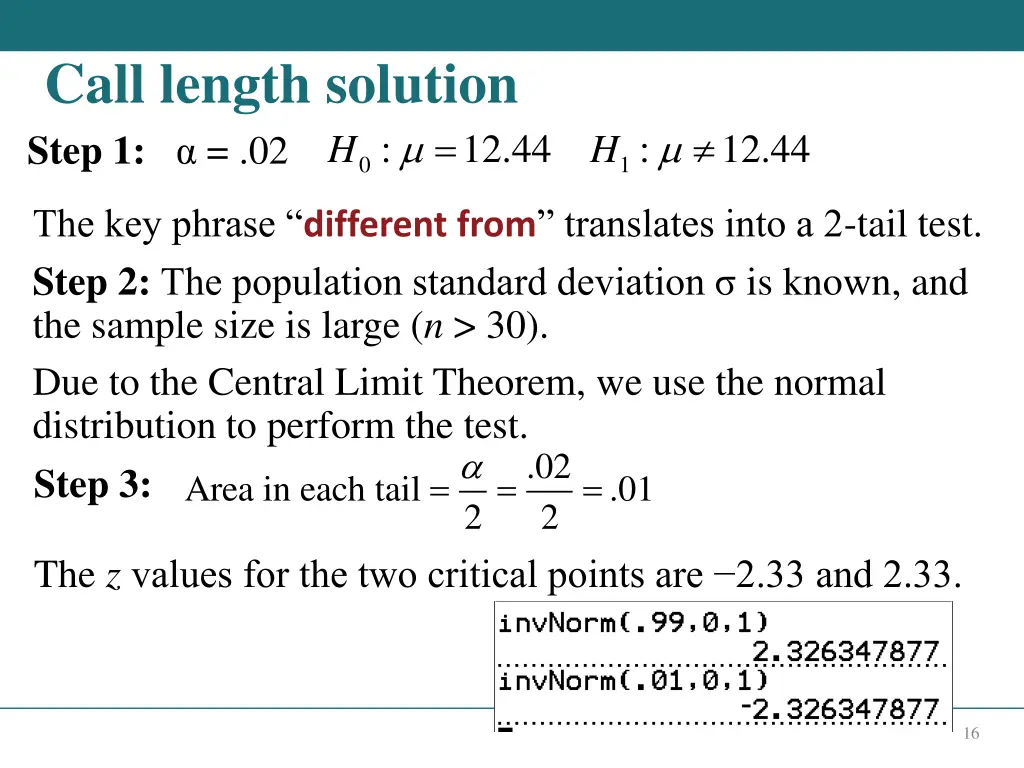 call length solution step 1 02
