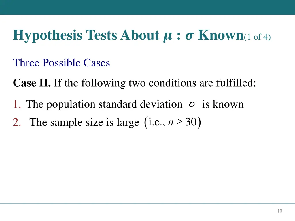 hypothesis tests about known 1 of 4